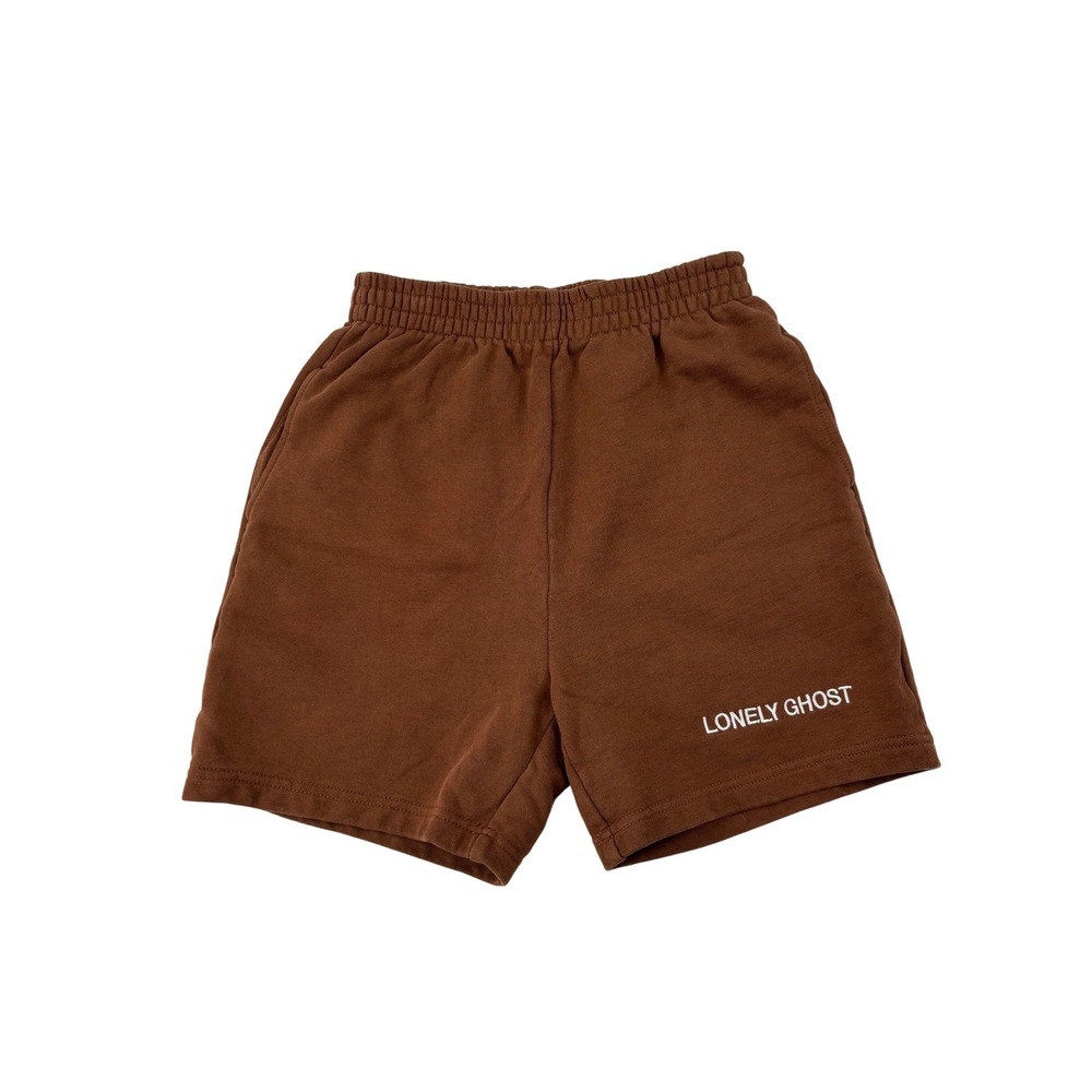Lonely Ghost Brown Sweat Shorts Fleece Lounge Streetwear Womens Small